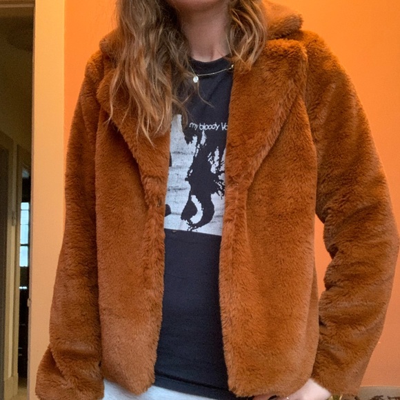 [sold] Vagabond Brown Tan Faux Fur Jacket - Small - Picture 10 of 11